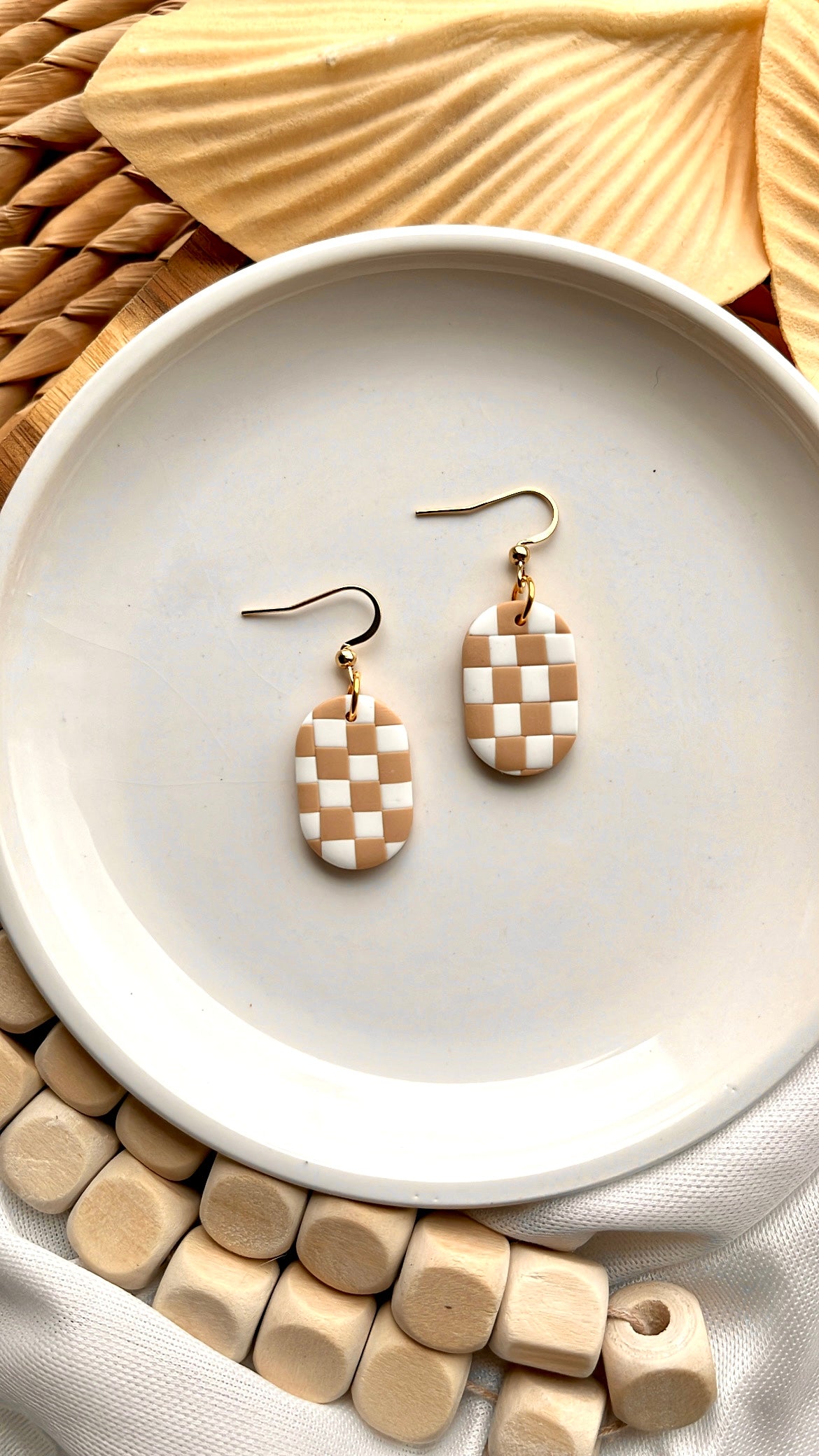 Neutral Checkered Earrings