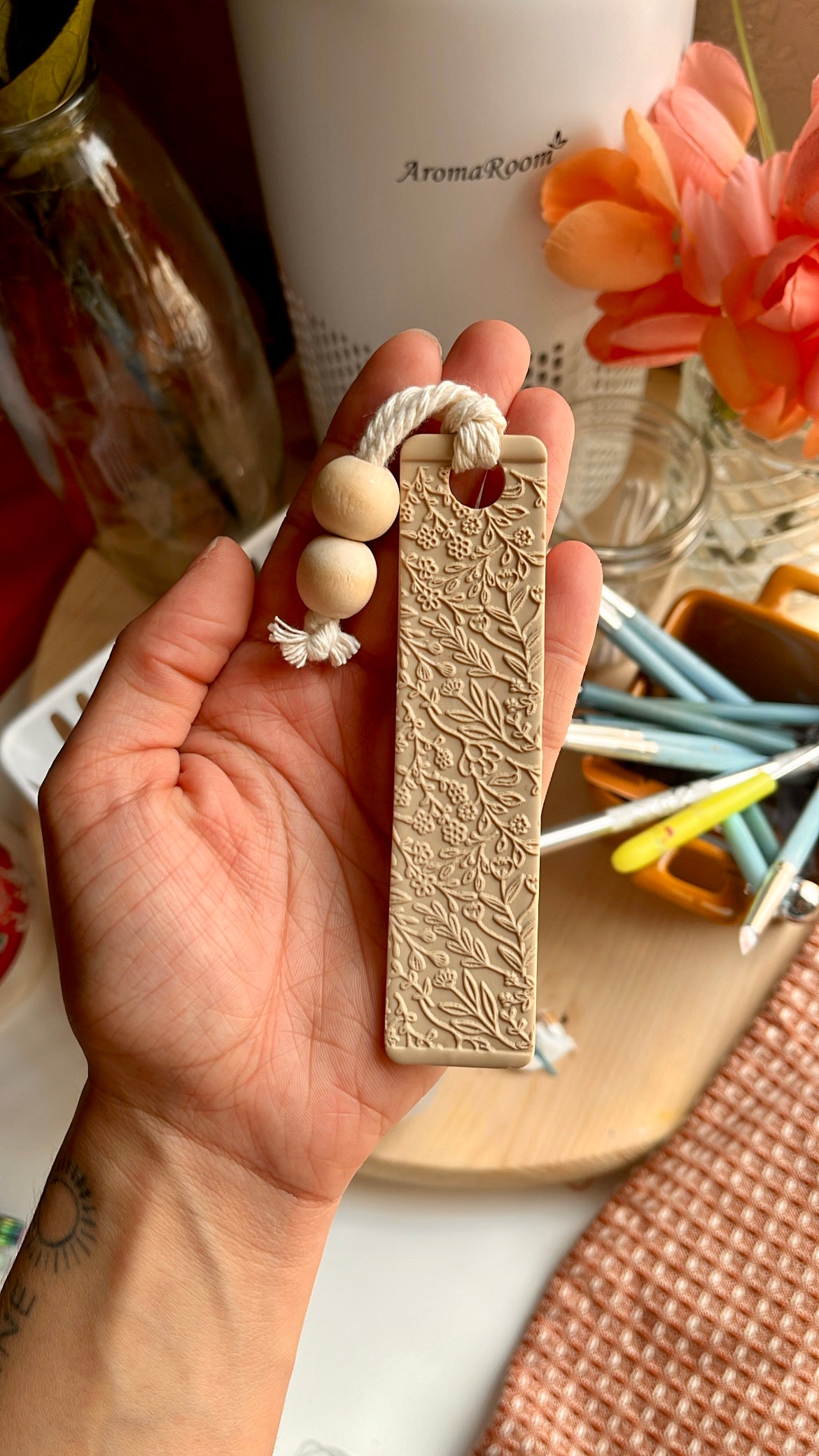 Beaded Floral Bookmark