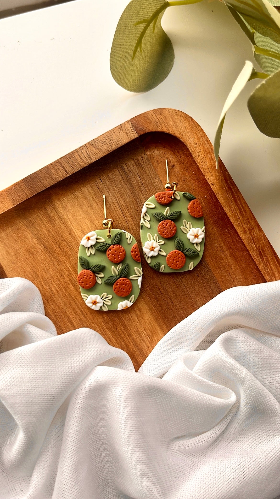 Orange Daisy Slab Earrings