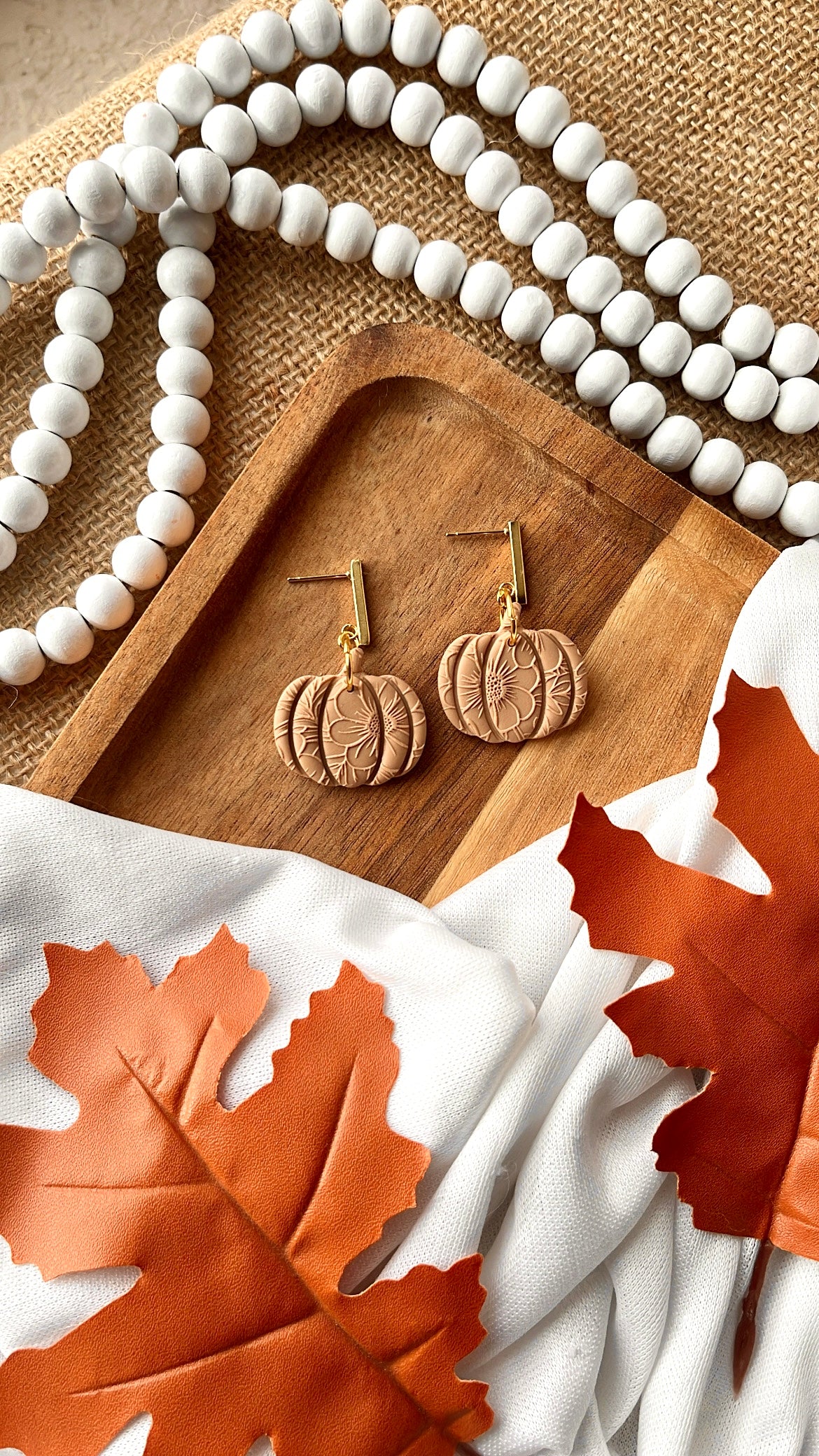 Beige Floral Pumpkins