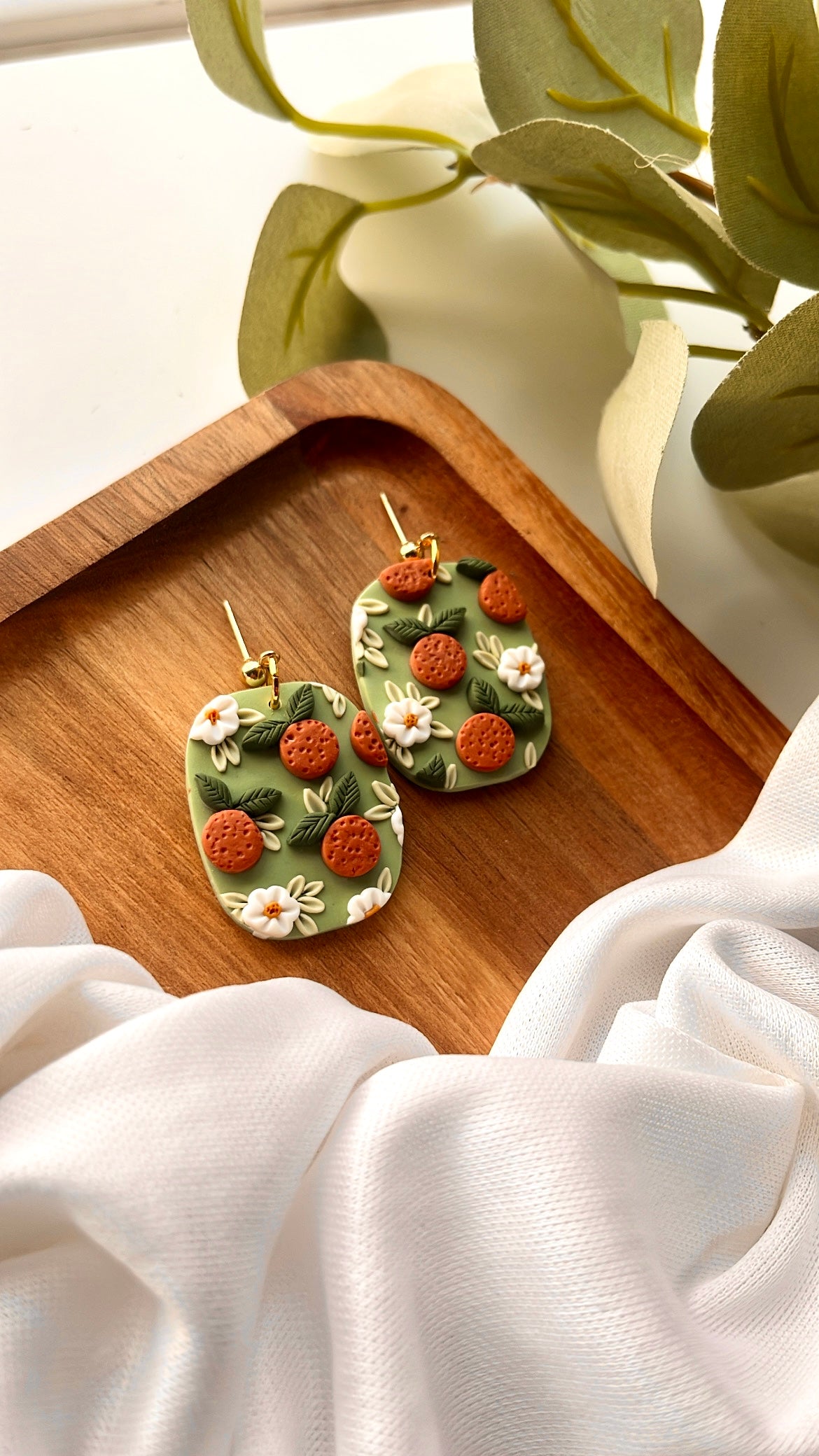 Orange Daisy Slab Earrings