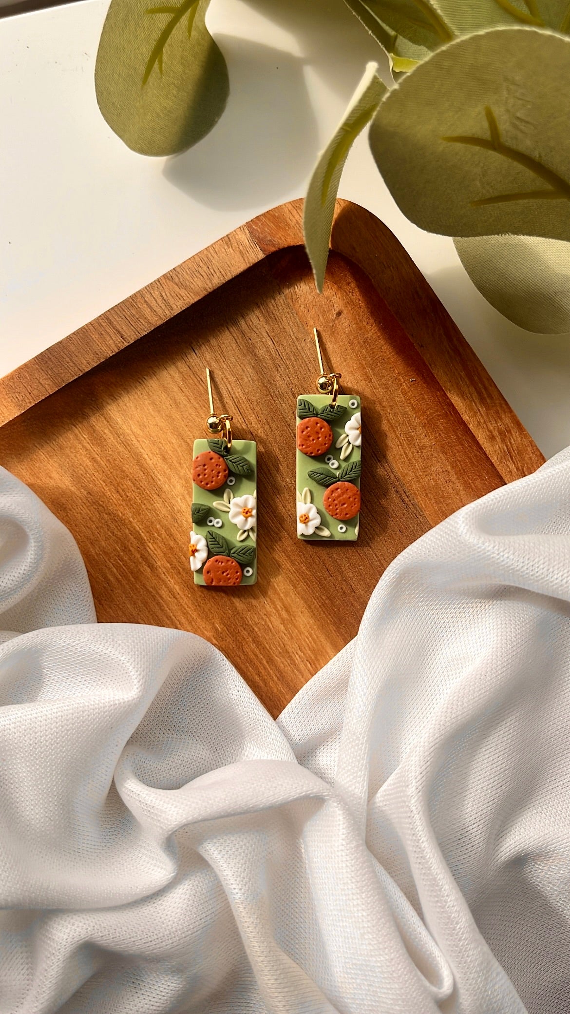 Orange Daisy Slab Earrings