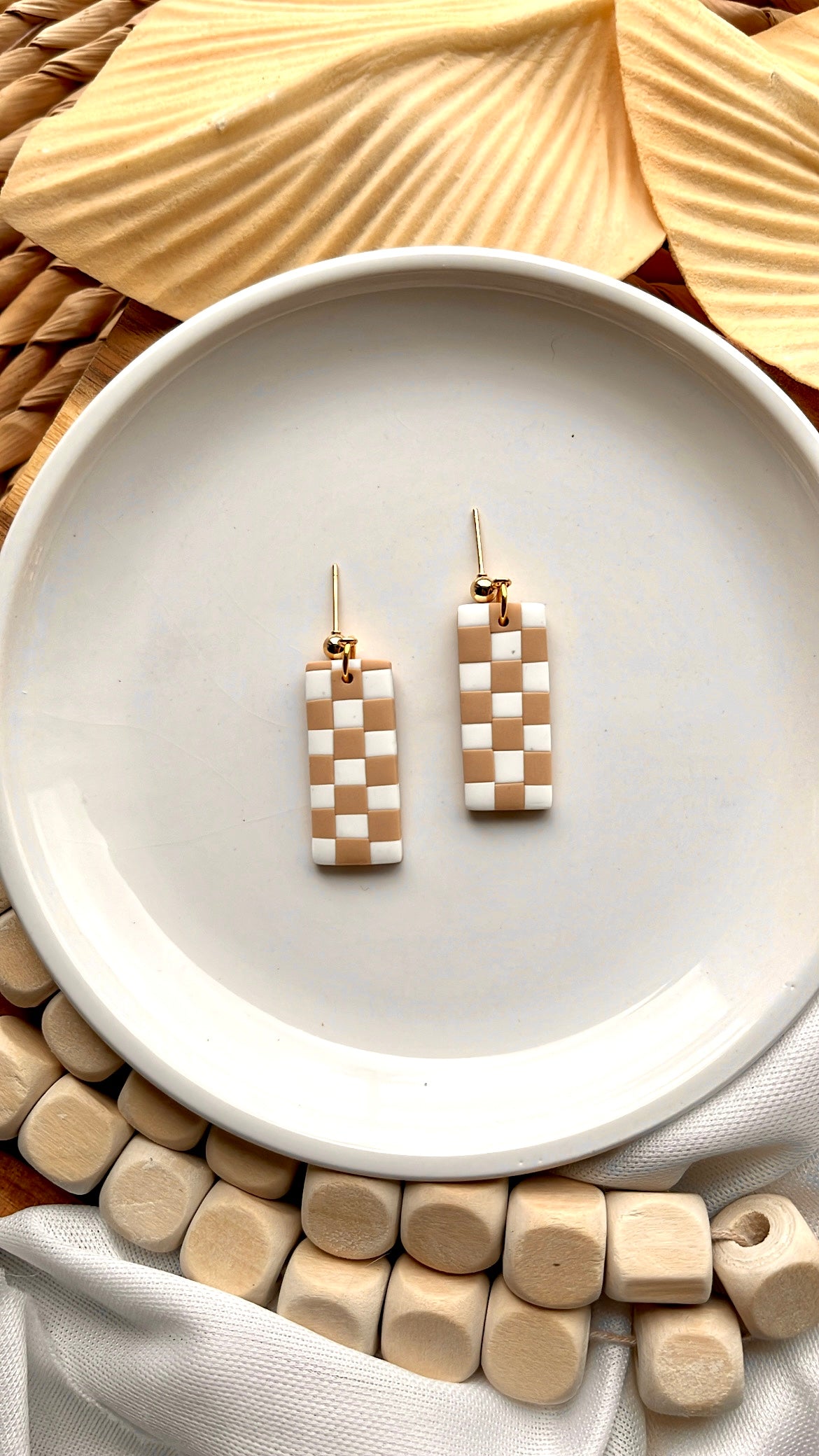 Neutral Checkered Earrings