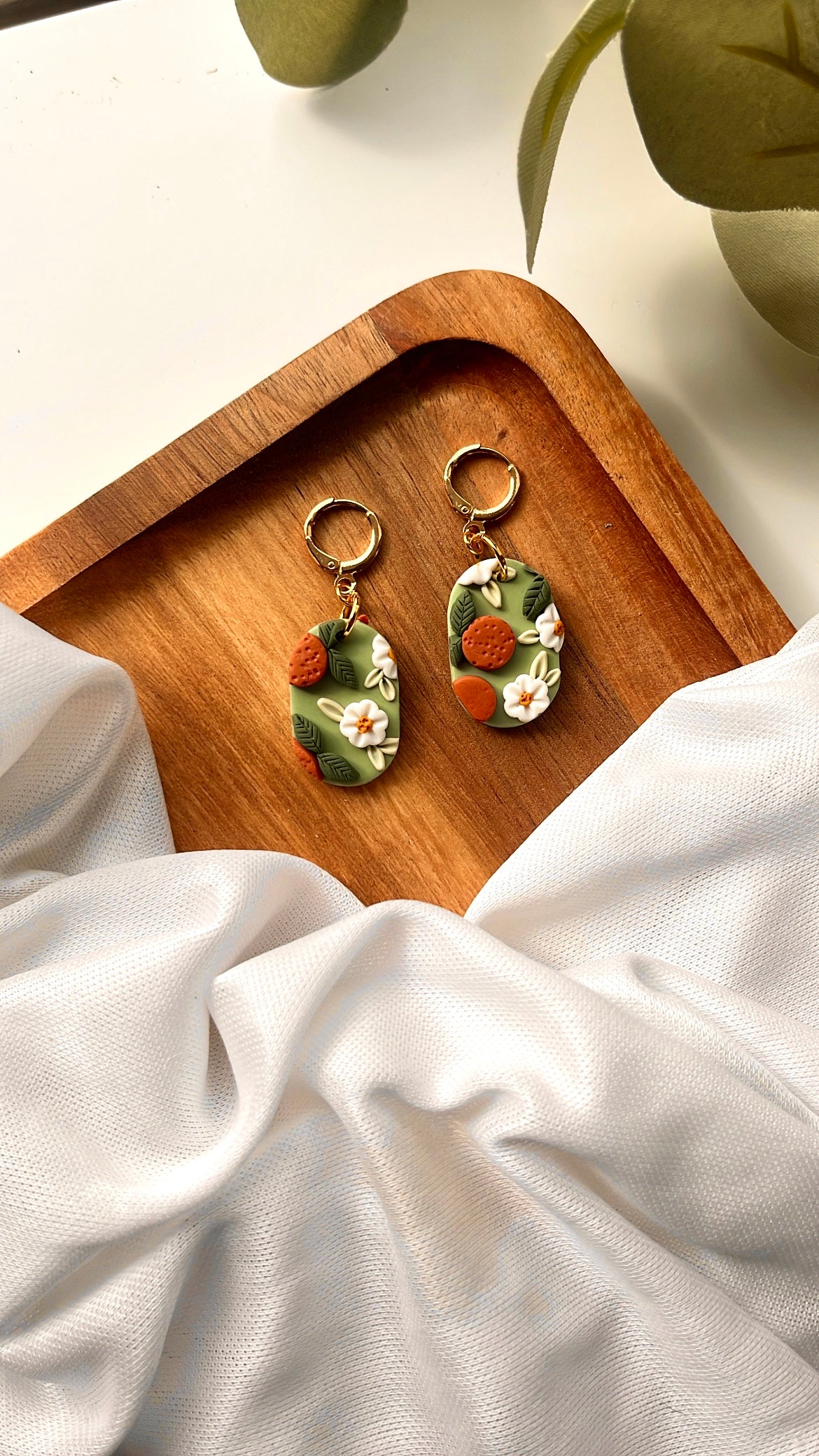 Orange Daisy Slab Earrings
