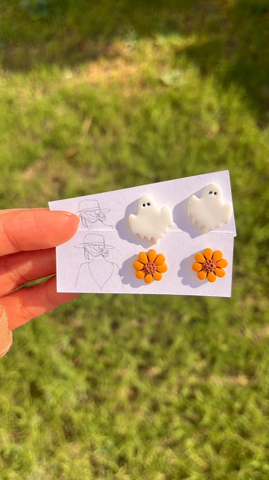 Sunflower Ghost Studs